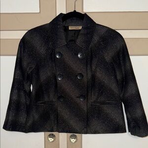 Shiny Black Double-Breasted Women's Jacket